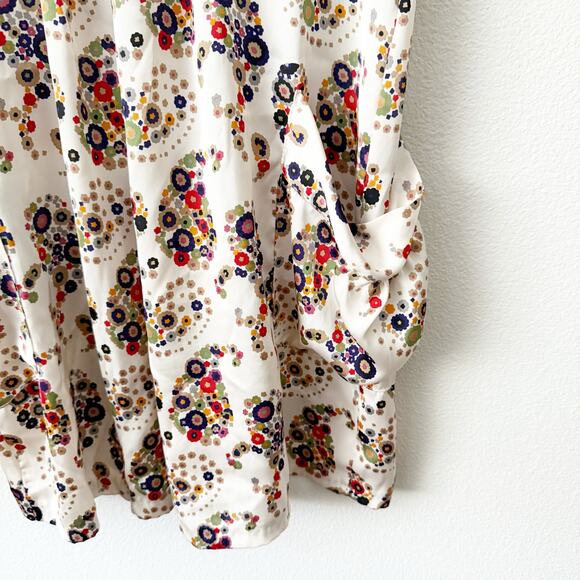 BALCONY | White Mod Floral Dress Side Pockets Bow Front Y2K Style | Size Medium - Picture 3 of 9